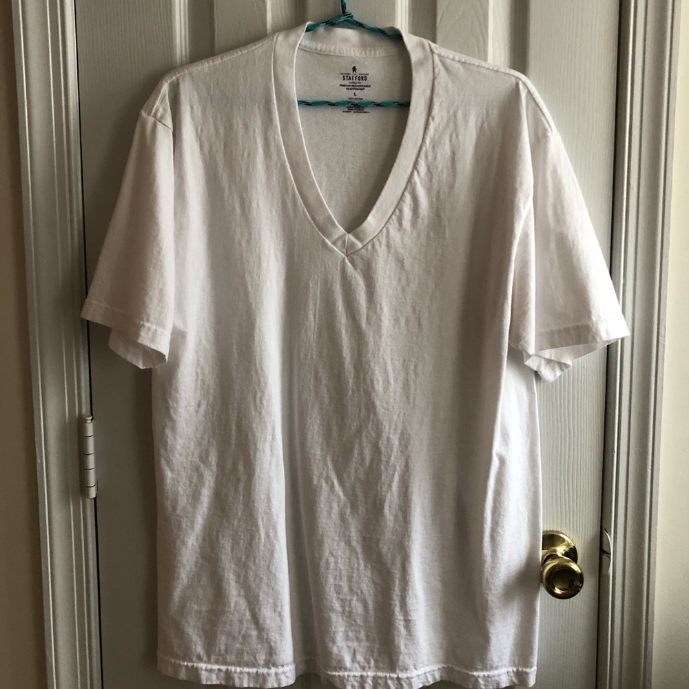 Stafford White V-Neck